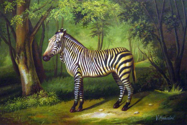 A Zebra In The Woods. The painting by George Townly Stubbs