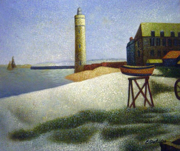 The Lighthouse At Honfleur. The painting by Georges Seurat
