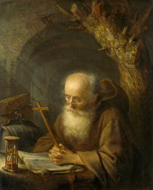 Gerrit Dou, A Hermit , Painting on canvas