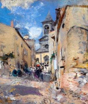 Famous paintings of Street Scenes: Chiesa Di Paese, 1890