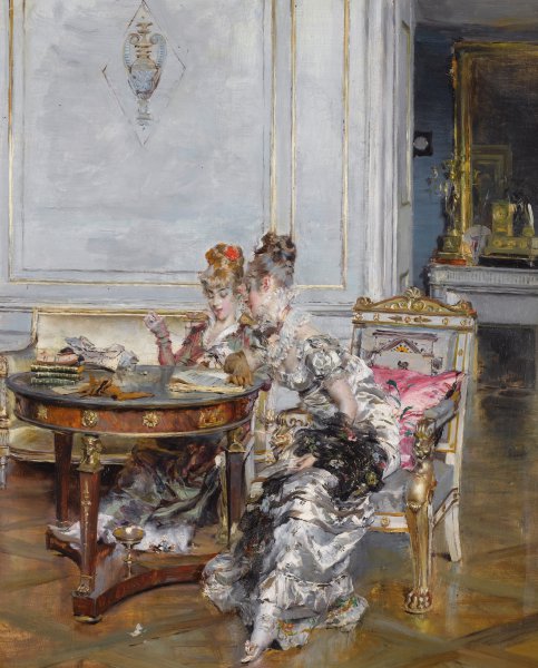 Confidences, 1872. The painting by Giovanni Boldini