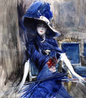 Giovanni Boldini, La Divina in Blue, 1905, Painting on canvas