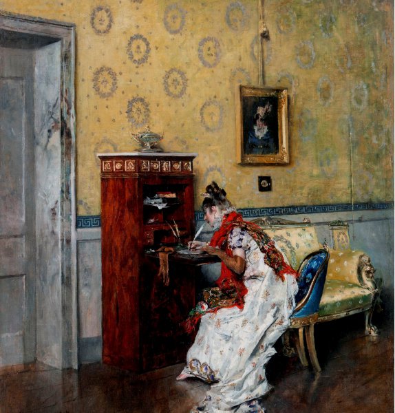 La Lettera (The Letter), 1878. The painting by Giovanni Boldini