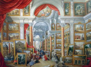 Reproduction oil paintings - Giovanni Paolo Pannini - A Picture Gallery With Views Of Modern Rome