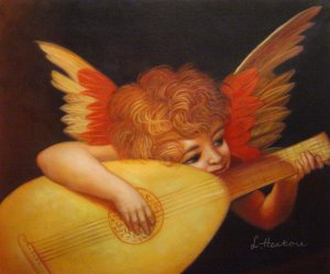 Giovanni Rosso Fiorentino, Angel Musician, Painting on canvas