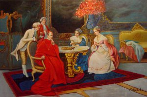 Giulio Rosati, The Chess Players, Painting on canvas