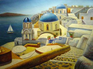 Our Originals, Gorgeous Santorini Morning, Painting on canvas