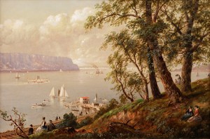 Granville Perkins, At Dobbs Ferry on the Hudson, Painting on canvas
