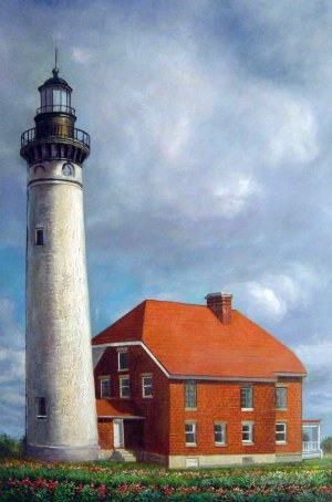 Famous paintings of Lighthouses: Great Lakes Lighthouse-Lake Superior