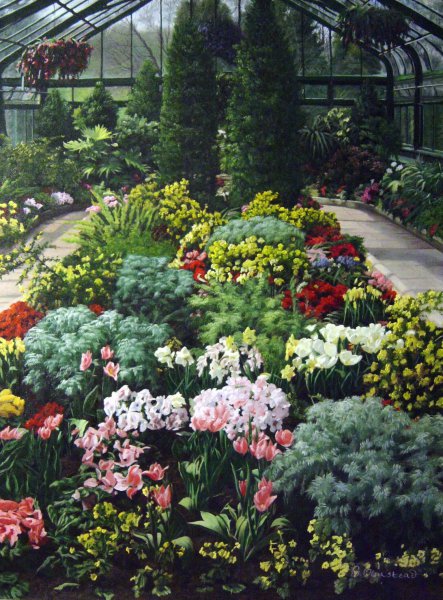 Greenhouse Of Flowers. The painting by Our Originals