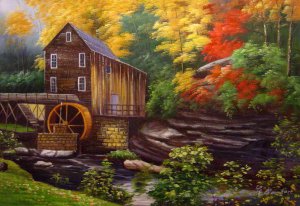 Our Originals, Grist Mill In Autumn, Painting on canvas