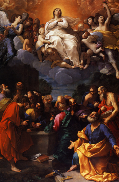 Assumption  of the Virgin. The painting by Guido Reni