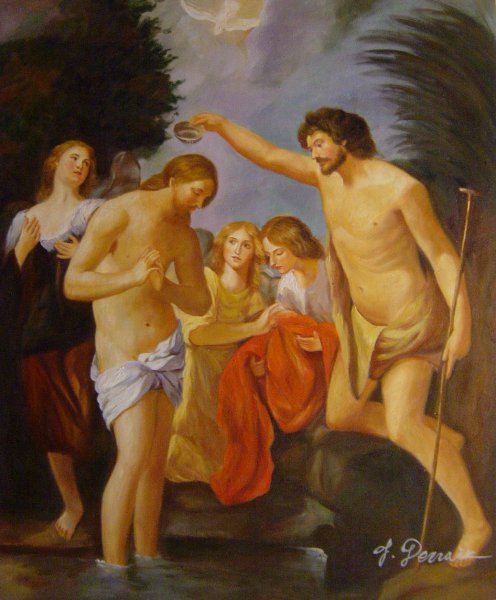Baptism Of Christ. The painting by Guido Reni