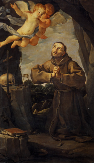 Guido Reni, St. Francis in Prayer with Two Angels, Art Reproduction