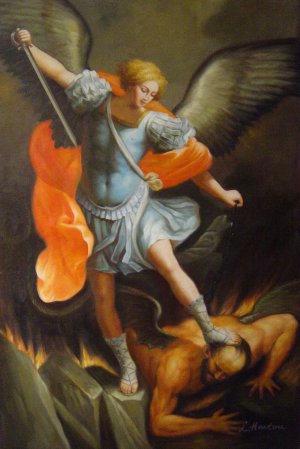 St. Michael The Archangel Overcoming Satan, Guido Reni, Art Paintings