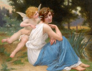 Guillaume Seignac, Portrait of Cupid and Psyche, Painting on canvas