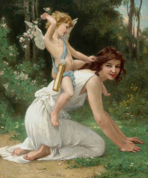 Venus and Cupid. The painting by Guillaume Seignac