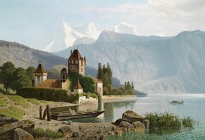 Gustav Barbarini, Scene from Weyer, Upper Austria, Painting on canvas