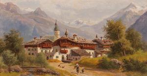 Reproduction oil paintings - Gustav Barbarini - Village in Pinzgau, Salzburg