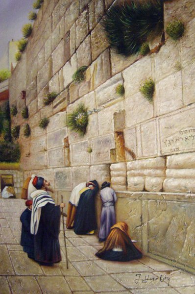 The Wailing Wall, Jerusalem. The painting by Gustav Bauernfeind