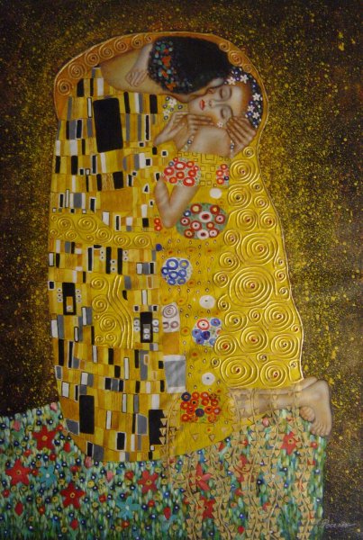 A Kiss. The painting by Gustav Klimt