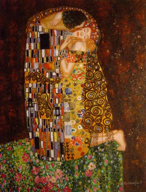 Gustav Klimt, A Kiss - Version II, Painting on canvas