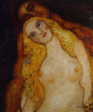 Gustav Klimt, Adam And Eve, Painting on canvas