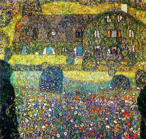 Country House by the Attersee, Gustav Klimt, Art Paintings