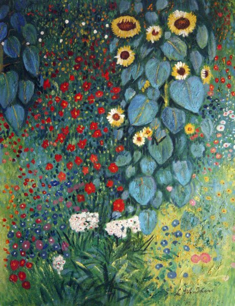 Farm Garden With Flowers. The painting by Gustav Klimt