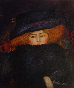 Gustav Klimt, Lady With Hat And Feather Boa, Painting on canvas