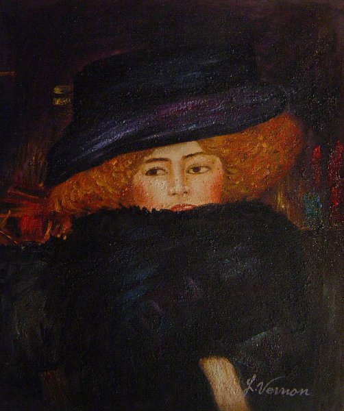 Lady With Hat And Feather Boa. The painting by Gustav Klimt