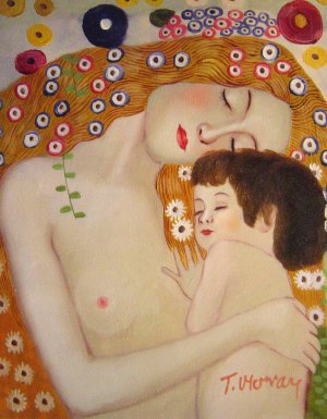 Mother And Child, Gustav Klimt, Art Paintings