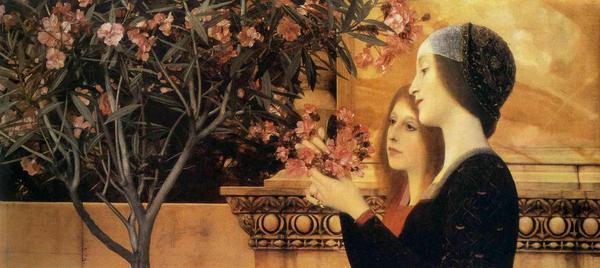 Portrait of Two Girls With An Oleander. The painting by Gustav Klimt