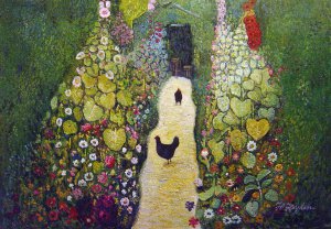Reproduction oil paintings - Gustav Klimt - The Garden Path With Chickens