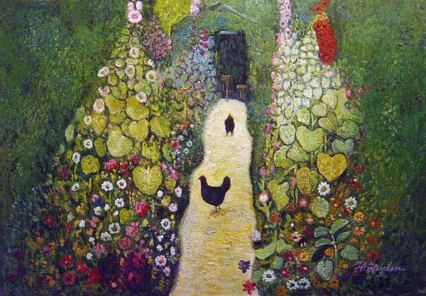 The Garden Path With Chickens. The painting by Gustav Klimt
