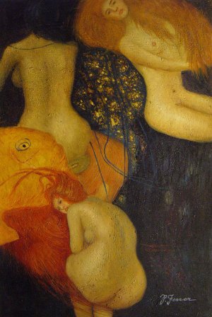 The Goldfish, Gustav Klimt, Art Paintings