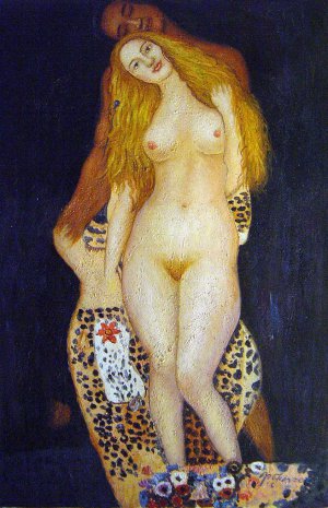 The Portrait Of Adam And Eve, Gustav Klimt, Art Paintings