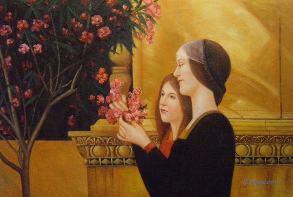 Two Girls With Oleander. The painting by Gustav Klimt