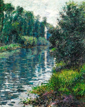 Gustave Caillebotte, Along the Small Arm of the Seine, Argenteuil, Painting on canvas