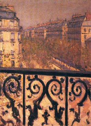 Famous paintings of Street Scenes: Balcony in Paris