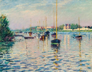 Boats in Anchor on the Seine in Argenteuil, Gustave Caillebotte, Art Paintings