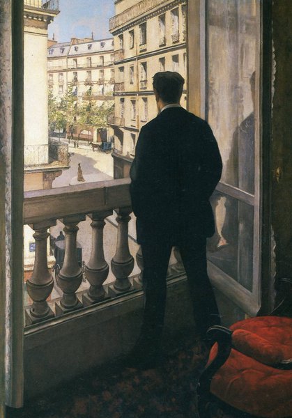 Man at the Window. The painting by Gustave Caillebotte