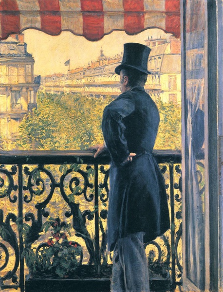 Man on a Balcony, Boulevard Haussmann. The painting by Gustave Caillebotte