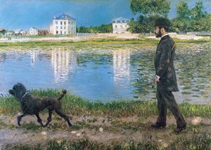 Reproduction oil paintings - Gustave Caillebotte - Richard Gallo And His Dog At Petit Gennevilliers