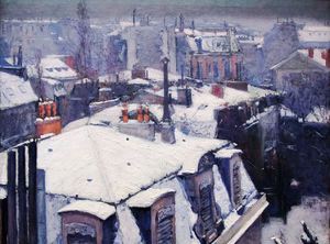 Gustave Caillebotte, Rooftops in the Snow (Snow Effect), Art Reproduction