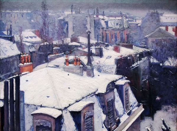 Rooftops in the Snow (Snow Effect). The painting by Gustave Caillebotte