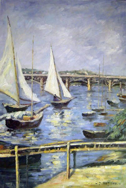 Sailing Boats At Argenteuil. The painting by Gustave Caillebotte
