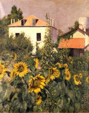 Gustave Caillebotte, Sunflowers, Garden at Petit Gennevilliers, Painting on canvas