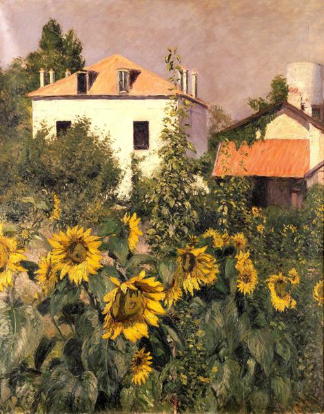 Sunflowers, Garden at Petit Gennevilliers. The painting by Gustave Caillebotte