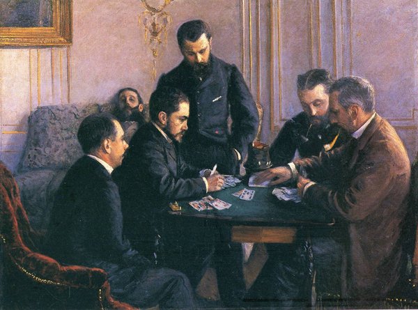 The Bezique Game. The painting by Gustave Caillebotte